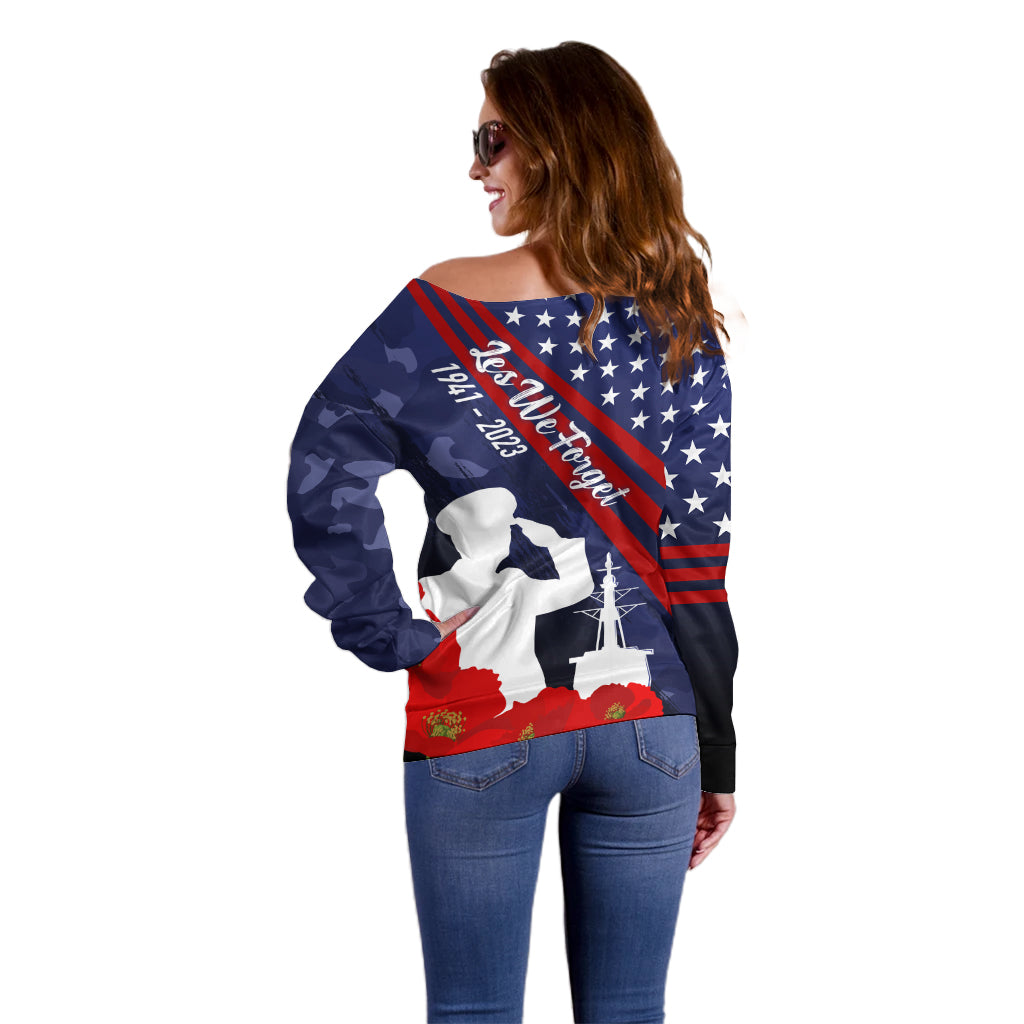 Pearl Harbor Remembrance Day Off Shoulder Sweater Poppy Mix Style LT7 - Polynesian Pride