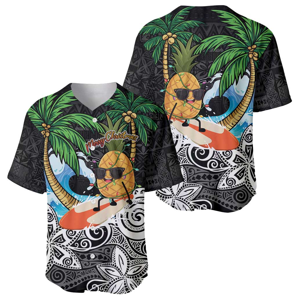 Tropical Christmas Polynesian Baseball Jersey Funny Surfing Pineapple