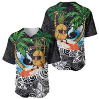 Tropical Christmas Polynesian Baseball Jersey Funny Surfing Pineapple