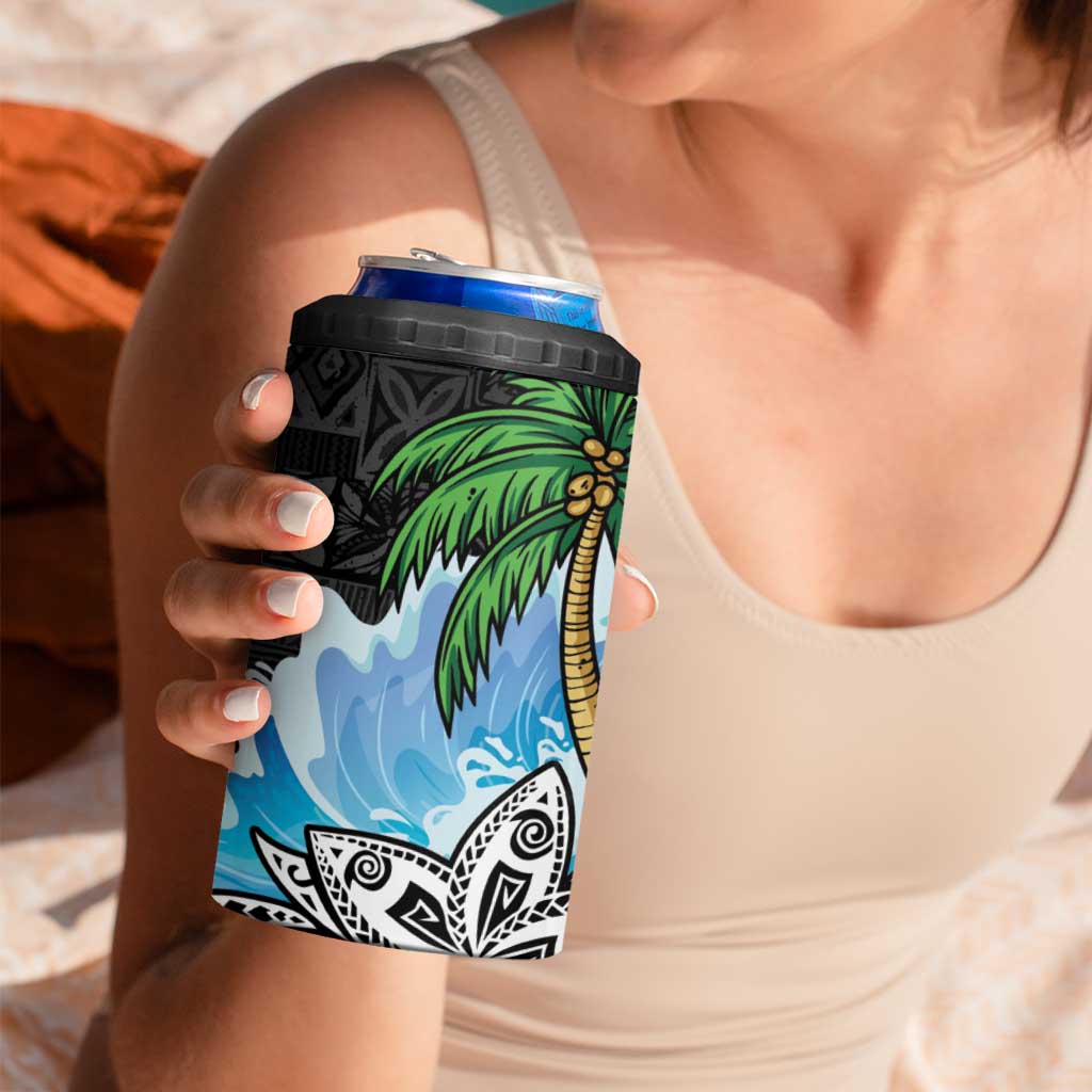 Tropical Christmas Polynesian 4 in 1 Can Cooler Tumbler Funny Surfing Pineapple