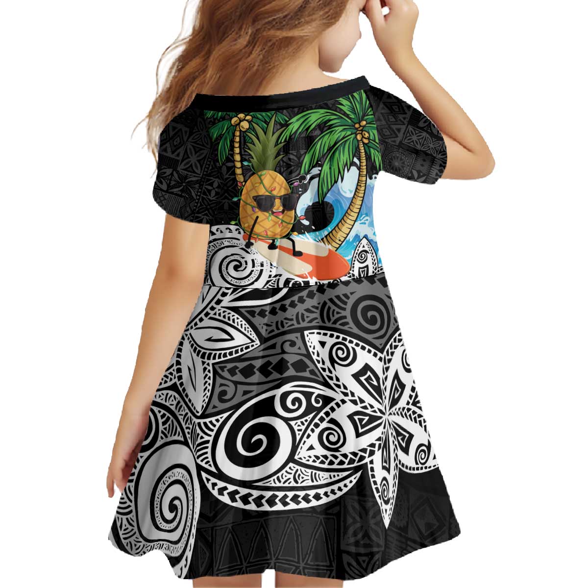 Tropical Christmas Polynesian Family Matching Off The Shoulder Long Sleeve Dress and Hawaiian Shirt Funny Surfing Pineapple LT7 - Polynesian Pride