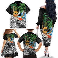 Tropical Christmas Polynesian Family Matching Off The Shoulder Long Sleeve Dress and Hawaiian Shirt Funny Surfing Pineapple LT7 - Polynesian Pride