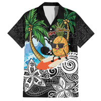Tropical Christmas Polynesian Family Matching Off The Shoulder Long Sleeve Dress and Hawaiian Shirt Funny Surfing Pineapple LT7 Dad's Shirt - Short Sleeve Black - Polynesian Pride