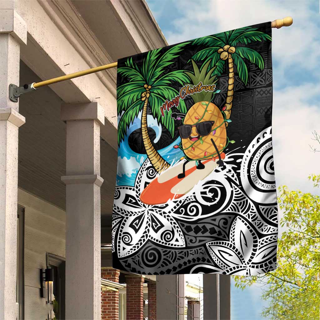 Tropical Christmas Polynesian Garden Flag Funny Surfing Pineapple