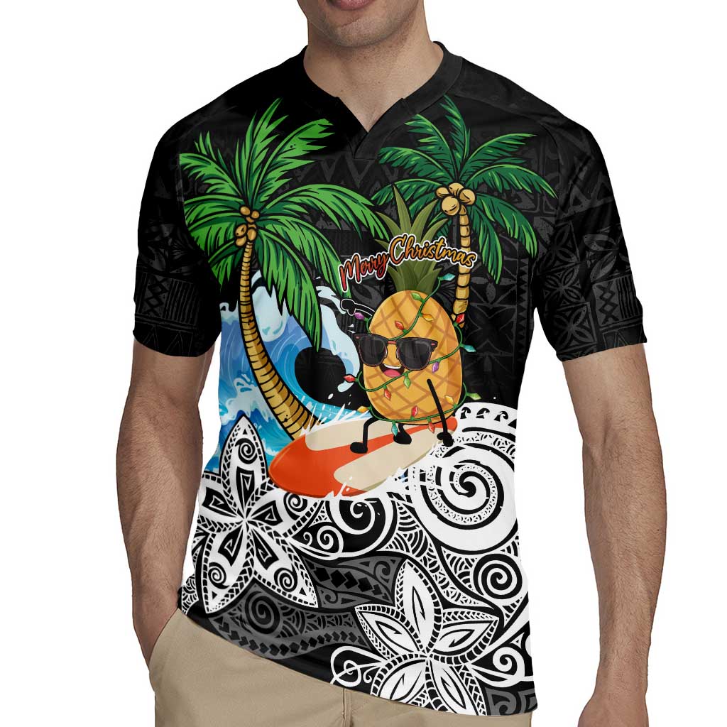 Tropical Christmas Polynesian Rugby Jersey Funny Surfing Pineapple