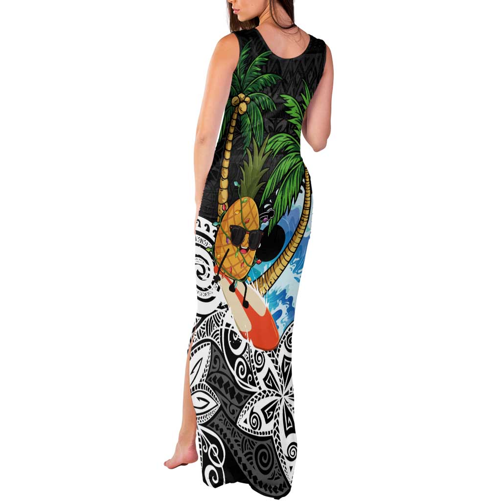 Tropical Christmas Polynesian Tank Maxi Dress Funny Surfing Pineapple