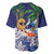 Tropical Christmas Polynesian Baseball Jersey Funny Surfing Pineapple Blue