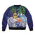 Tropical Christmas Polynesian Bomber Jacket Funny Surfing Pineapple Blue