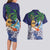 Tropical Christmas Polynesian Couples Matching Long Sleeve Bodycon Dress and Hawaiian Shirt Funny Surfing Pineapple Blue