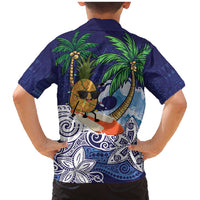 Tropical Christmas Polynesian Family Matching Mermaid Dress and Hawaiian Shirt Funny Surfing Pineapple Blue