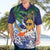 Tropical Christmas Polynesian Hawaiian Shirt Funny Surfing Pineapple Blue