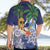 Tropical Christmas Polynesian Hawaiian Shirt Funny Surfing Pineapple Blue