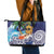 Tropical Christmas Polynesian Leather Tote Bag Funny Surfing Pineapple Blue