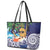 Tropical Christmas Polynesian Leather Tote Bag Funny Surfing Pineapple Blue