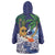 Tropical Christmas Polynesian Wearable Blanket Hoodie Funny Surfing Pineapple Blue