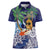 Tropical Christmas Polynesian Women Polo Shirt Funny Surfing Pineapple Blue