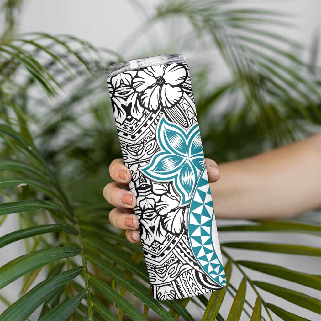 Turquoise Traditional Polynesian Tribal Tattoo Retro Skinny Tumbler LT9 - Polynesian Pride