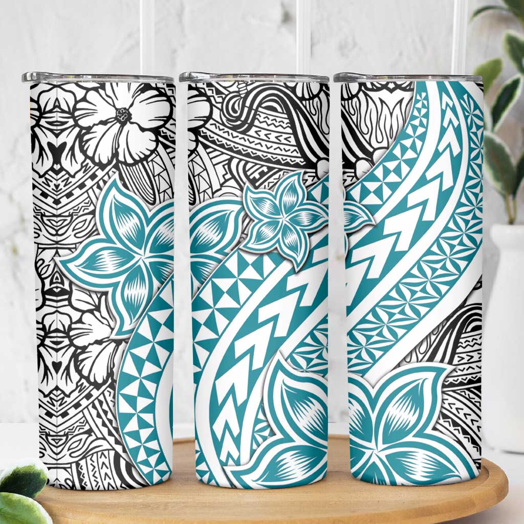 Turquoise Traditional Polynesian Tribal Tattoo Retro Skinny Tumbler LT9 - Polynesian Pride