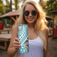 Turquoise Traditional Polynesian Tribal Tattoo Retro Skinny Tumbler LT9 - Polynesian Pride