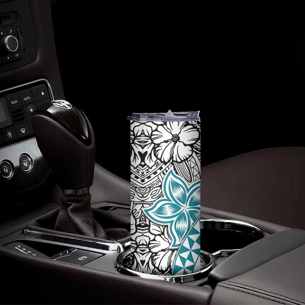 Turquoise Traditional Polynesian Tribal Tattoo Retro Skinny Tumbler LT9 - Polynesian Pride