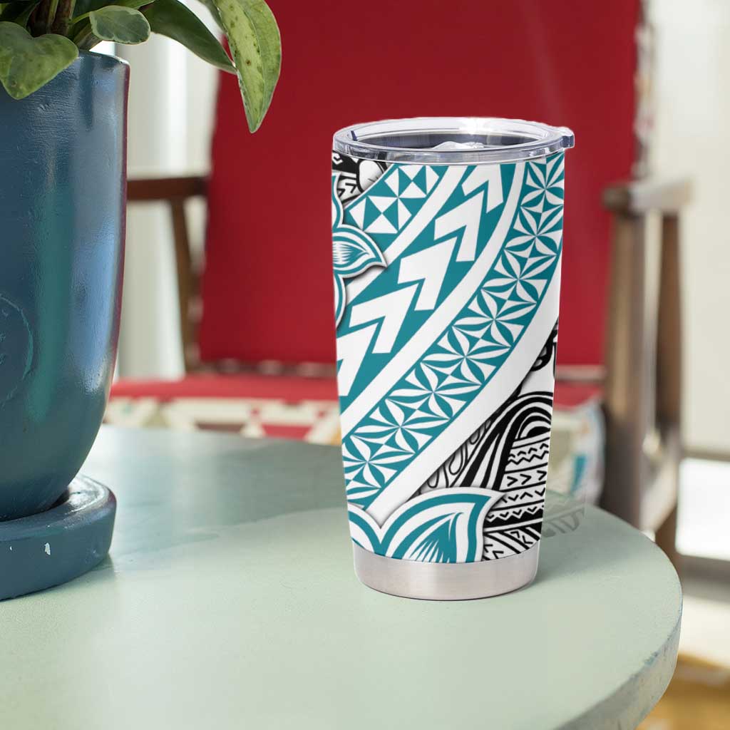 Turquoise Traditional Polynesian Tribal Tattoo Retro Tumbler Cup