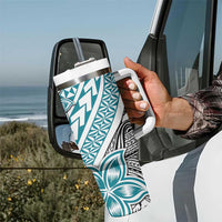 Turquoise Traditional Polynesian Tribal Tattoo Retro Tumbler With Handle