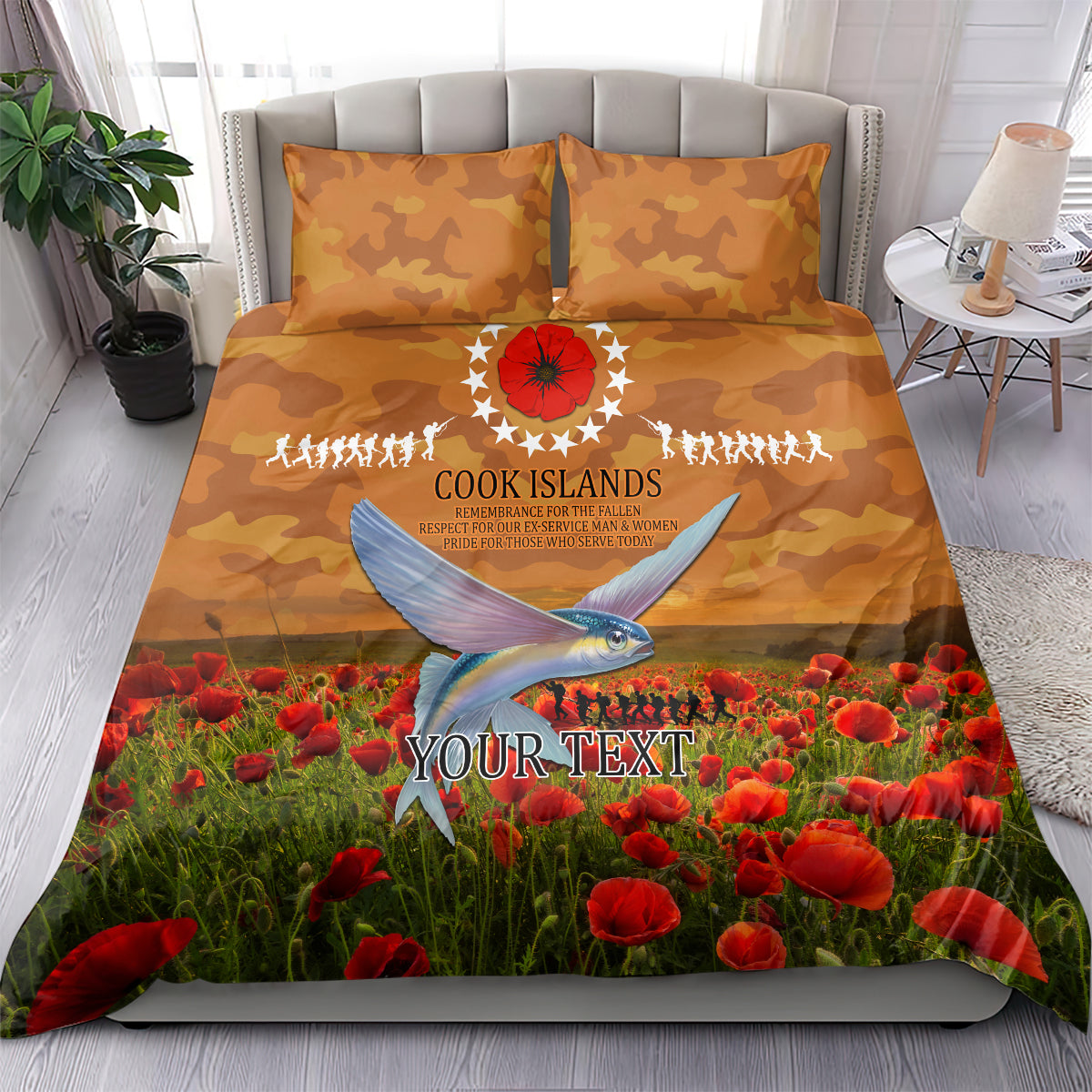 Cook Islands ANZAC Day Personalised Bedding Set with Poppy Field LT9 - Polynesian Pride