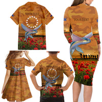 Cook Islands ANZAC Day Personalised Family Matching Long Sleeve Bodycon Dress and Hawaiian Shirt with Poppy Field LT9 - Polynesian Pride