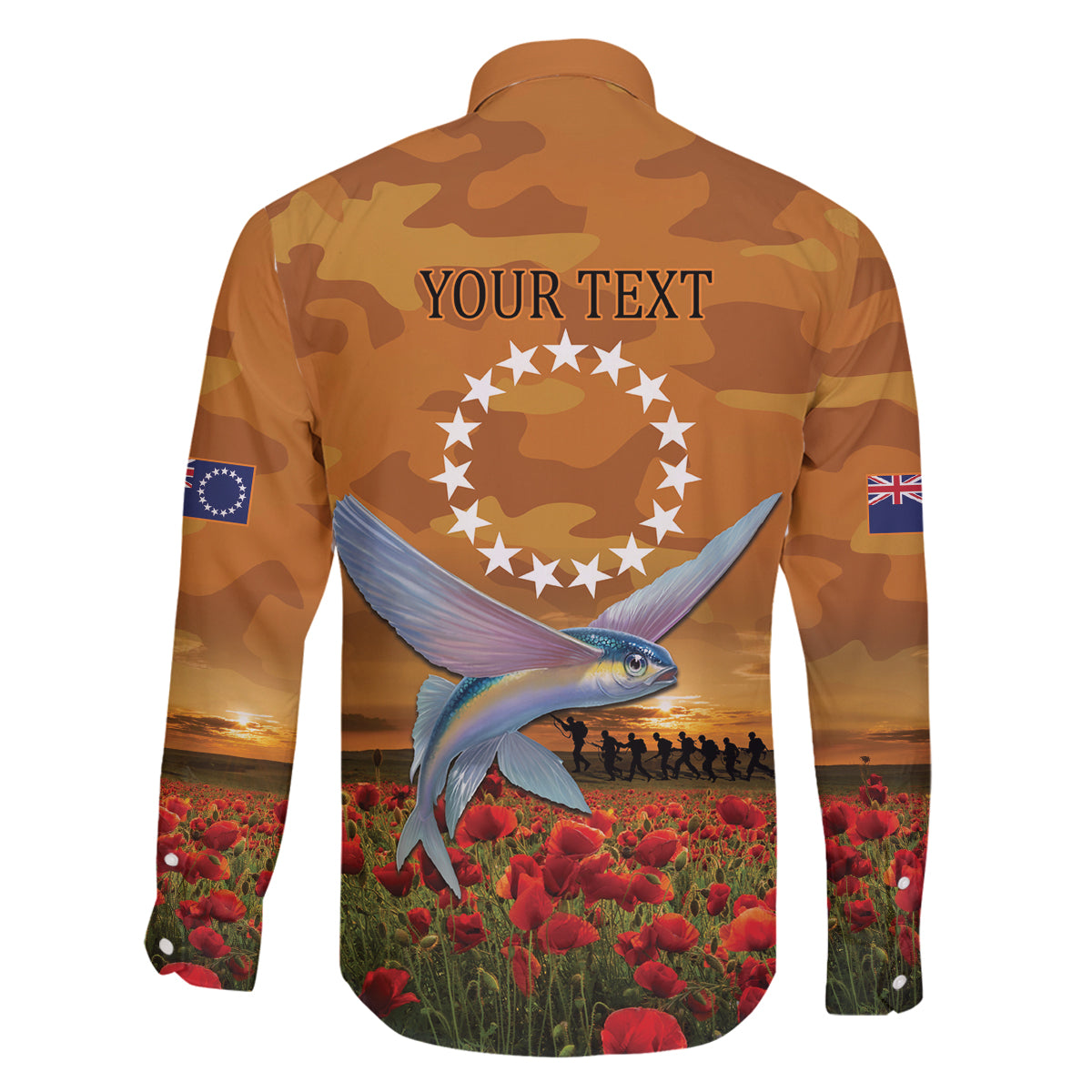 Cook Islands ANZAC Day Personalised Family Matching Long Sleeve Bodycon Dress and Hawaiian Shirt with Poppy Field LT9 - Polynesian Pride