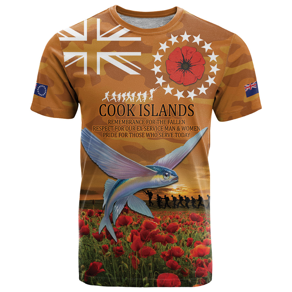 Cook Islands ANZAC Day Personalised T Shirt with Poppy Field LT9 Art - Polynesian Pride