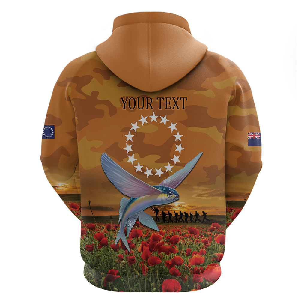 Cook Islands ANZAC Day Personalised Zip Hoodie with Poppy Field LT9 - Polynesian Pride