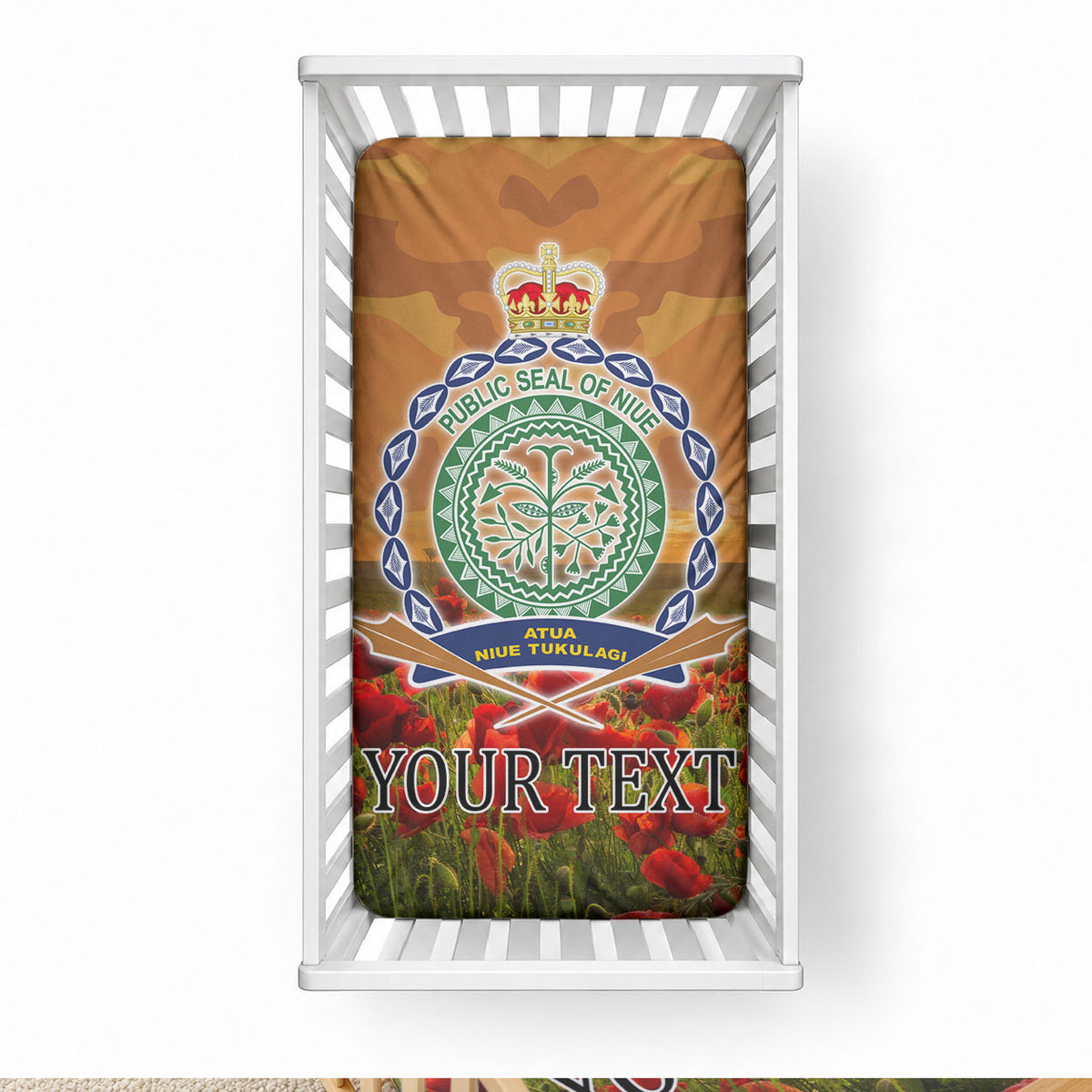 Niue ANZAC Day Personalised Baby Bed Cover with Poppy Field LT9 28 × 52 in Art - Polynesian Pride