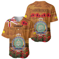 Niue ANZAC Day Personalised Baseball Jersey with Poppy Field LT9 - Polynesian Pride