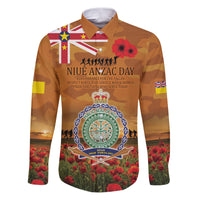 Niue ANZAC Day Personalised Family Matching Puletasi and Hawaiian Shirt with Poppy Field LT9 Dad's Shirt - Long Sleeve Art - Polynesian Pride