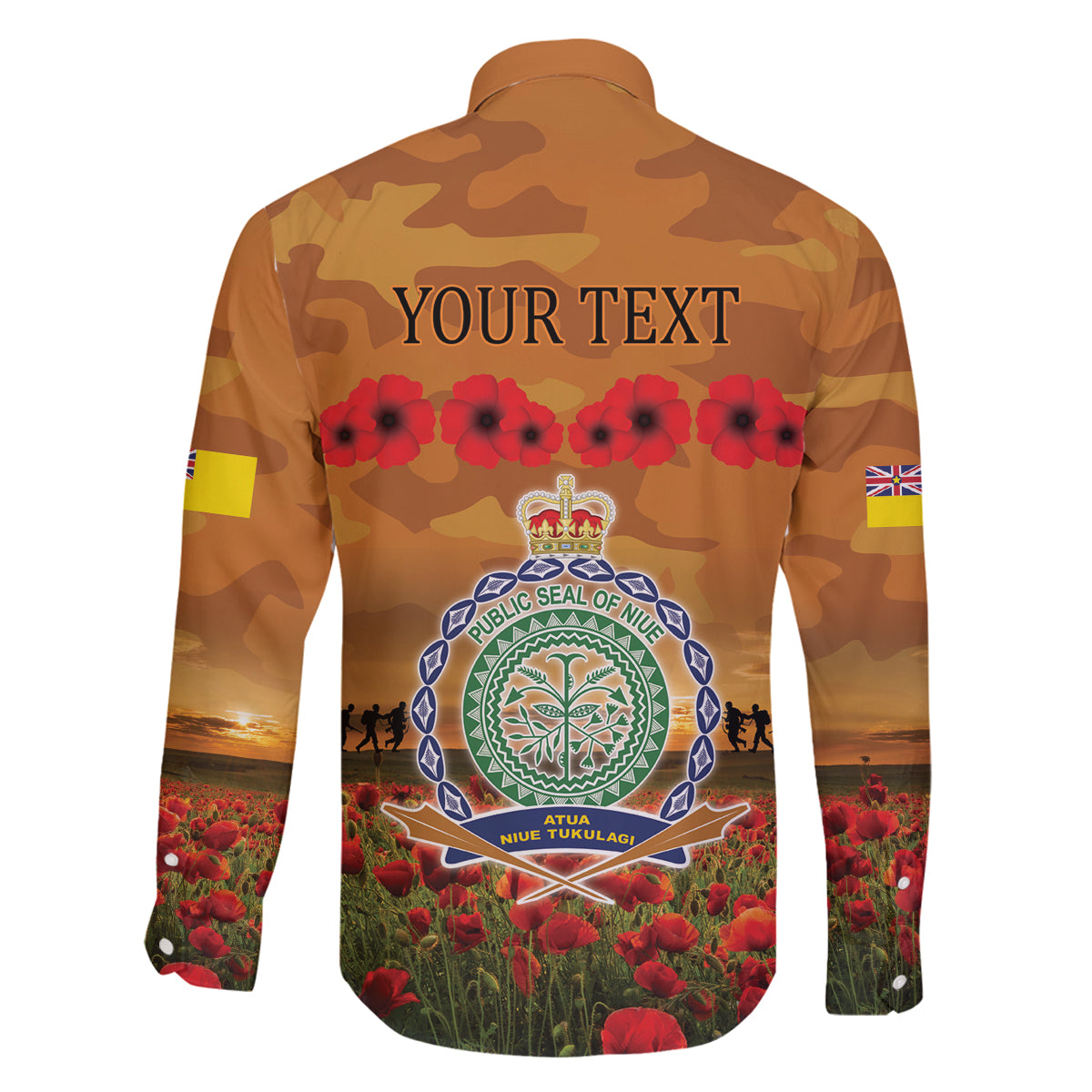 Niue ANZAC Day Personalised Family Matching Puletasi and Hawaiian Shirt with Poppy Field LT9 - Polynesian Pride