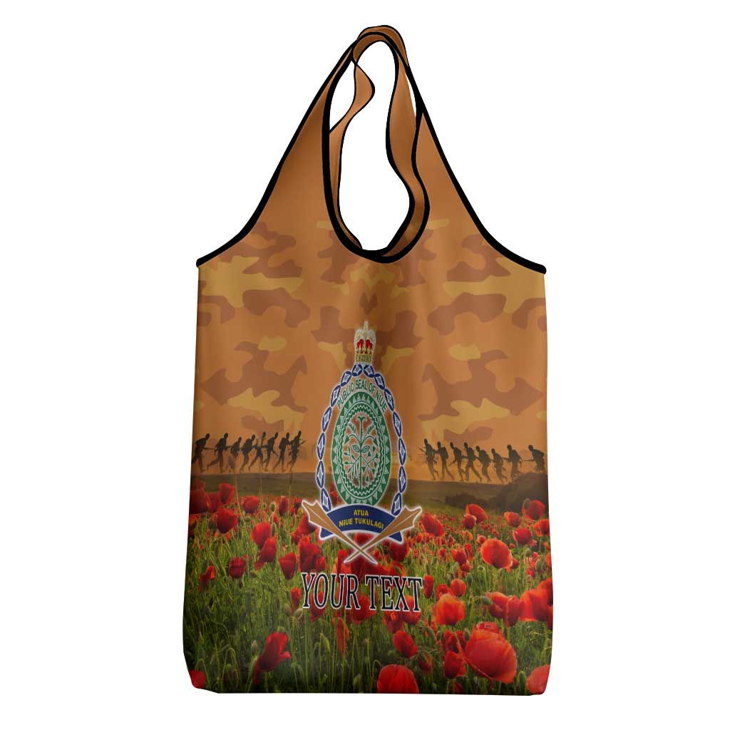 Niue ANZAC Day Personalised Grocery Bag with Poppy Field