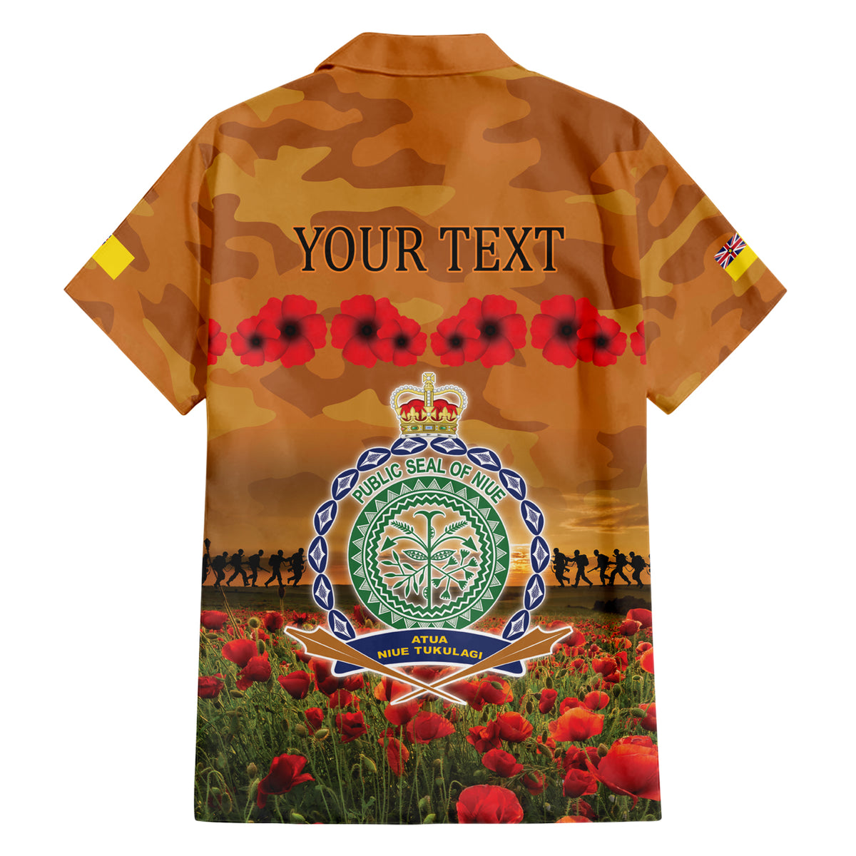 Niue ANZAC Day Personalised Hawaiian Shirt with Poppy Field LT9 - Polynesian Pride