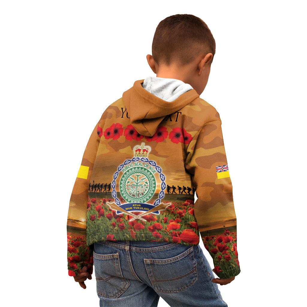 Niue ANZAC Day Personalised Kid Hoodie with Poppy Field LT9 - Polynesian Pride