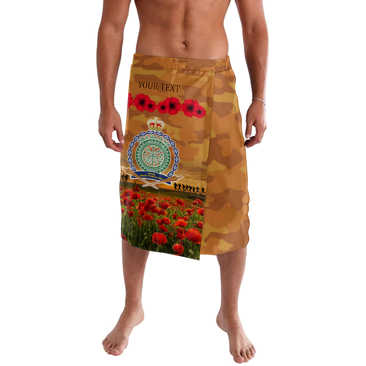 Niue ANZAC Day Personalised Lavalava with Poppy Field LT9 Art - Polynesian Pride