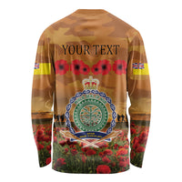 Niue ANZAC Day Personalised Long Sleeve Shirt with Poppy Field LT9 - Polynesian Pride