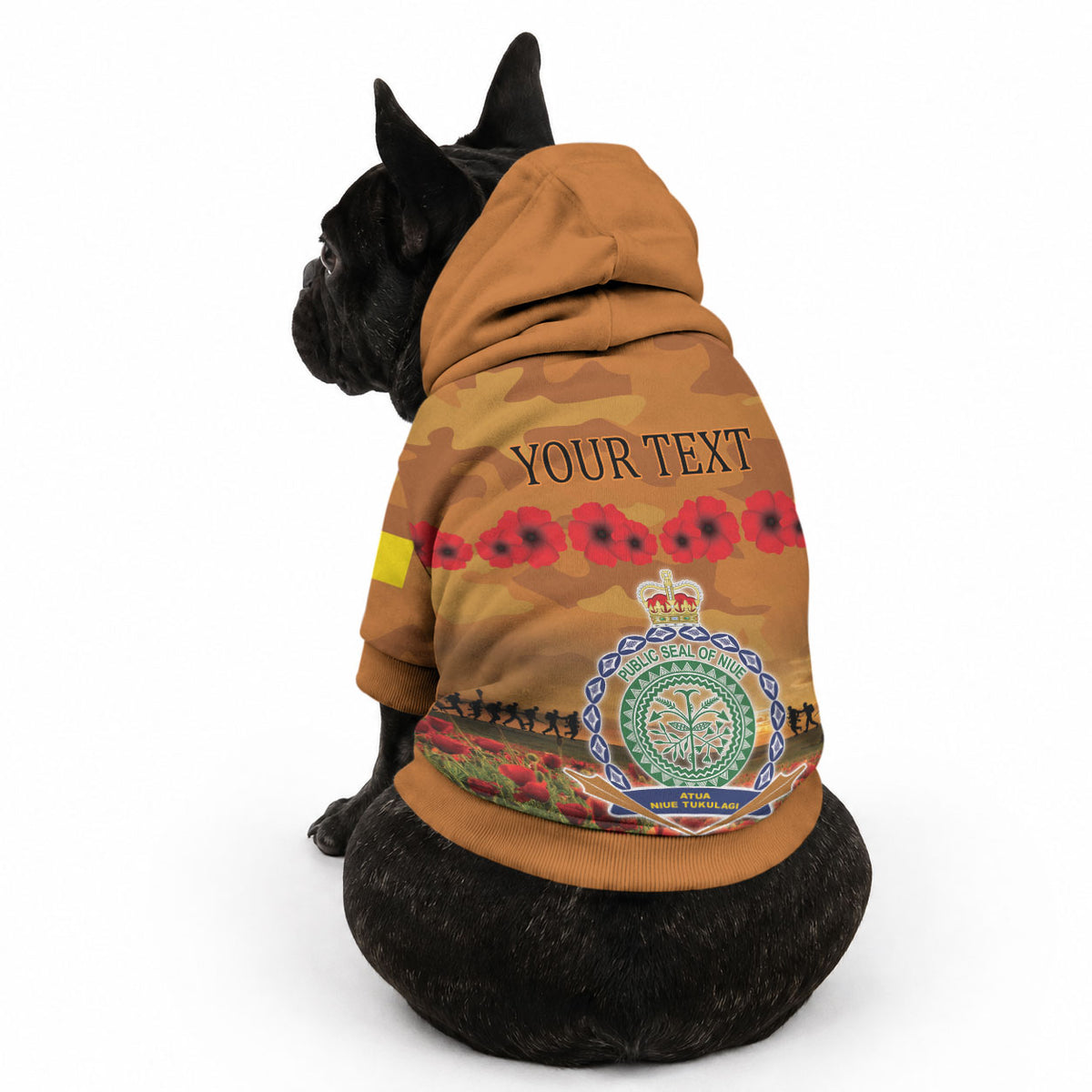 Niue ANZAC Day Personalised Pet Hoodie with Poppy Field LT9 - Polynesian Pride