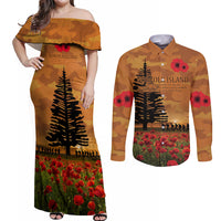 Norfolk Island ANZAC Day Personalised Couples Matching Off Shoulder Maxi Dress and Long Sleeve Button Shirt with Poppy Field LT9 Art - Polynesian Pride