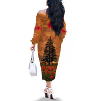 Norfolk Island ANZAC Day Personalised Family Matching Off Shoulder Long Sleeve Dress and Hawaiian Shirt with Poppy Field LT9 - Polynesian Pride