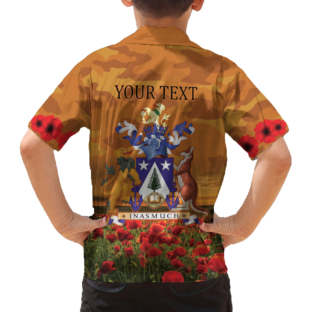 Norfolk Island ANZAC Day Personalised Family Matching Puletasi and Hawaiian Shirt with Poppy Field LT9 - Polynesian Pride