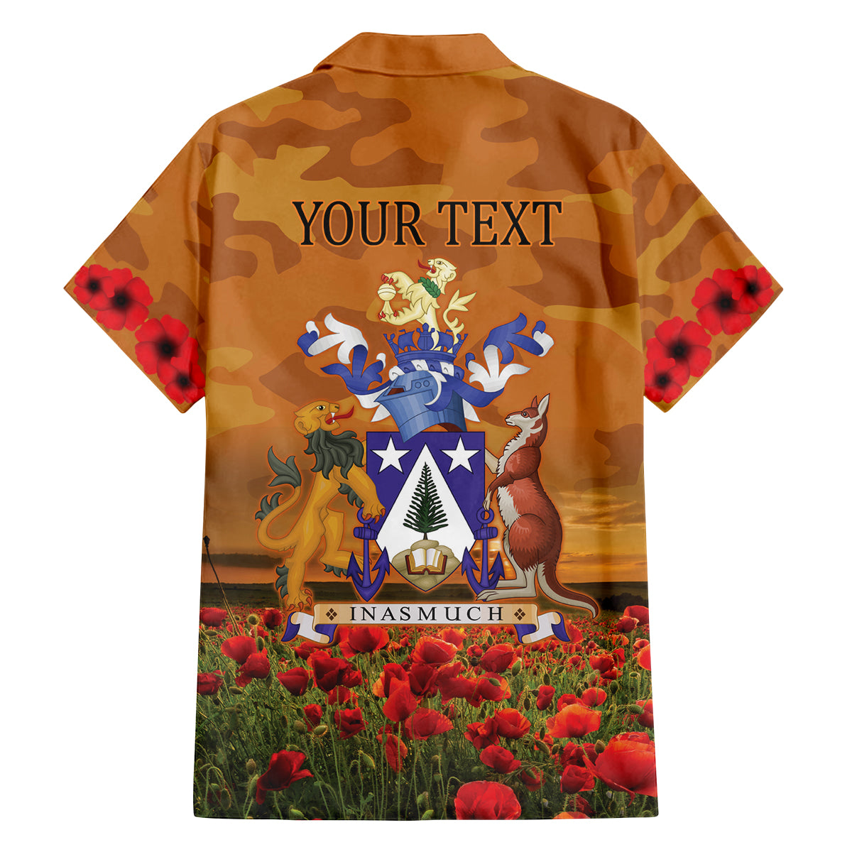 Norfolk Island ANZAC Day Personalised Family Matching Puletasi and Hawaiian Shirt with Poppy Field LT9 - Polynesian Pride