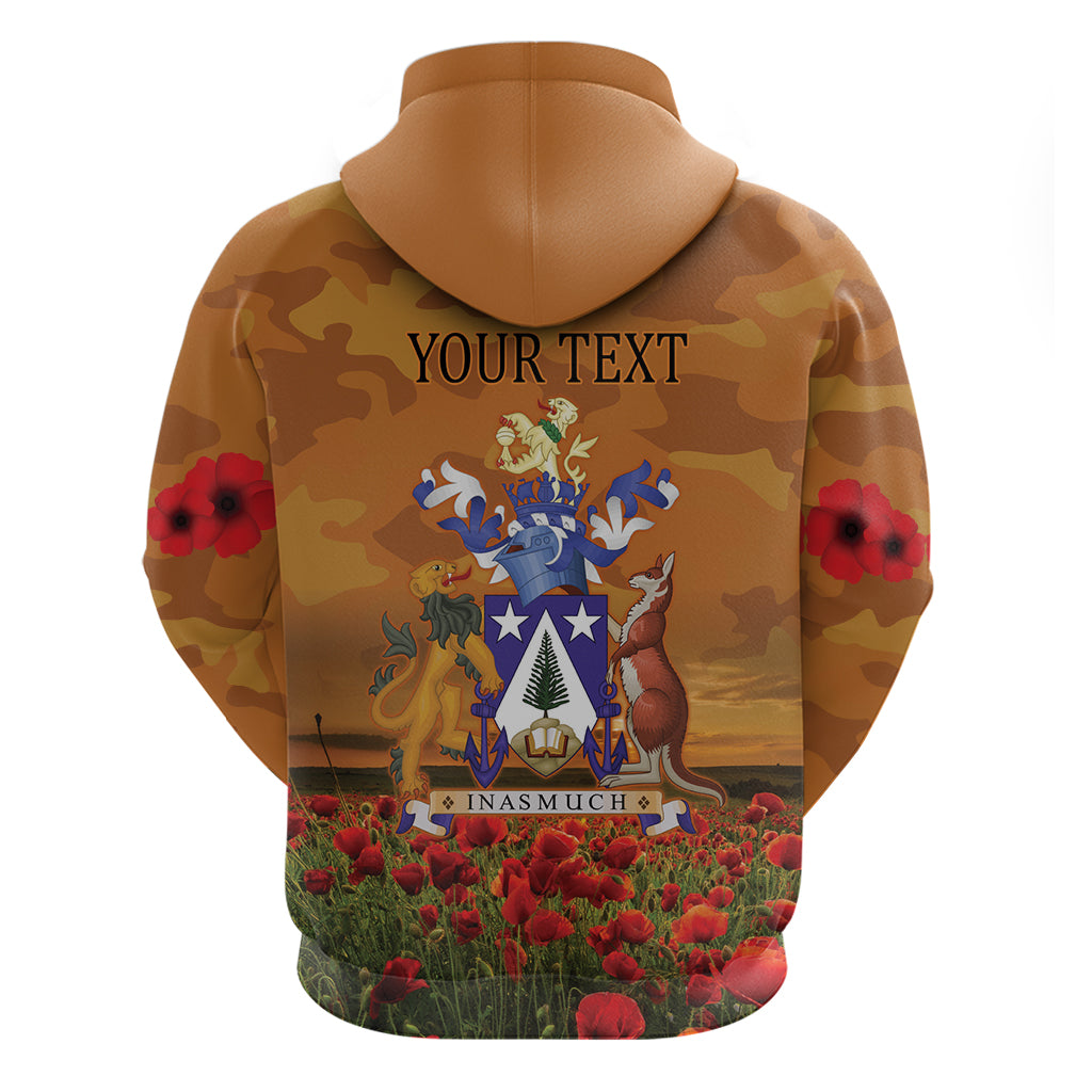 Norfolk Island ANZAC Day Personalised Zip Hoodie with Poppy Field LT9 - Polynesian Pride