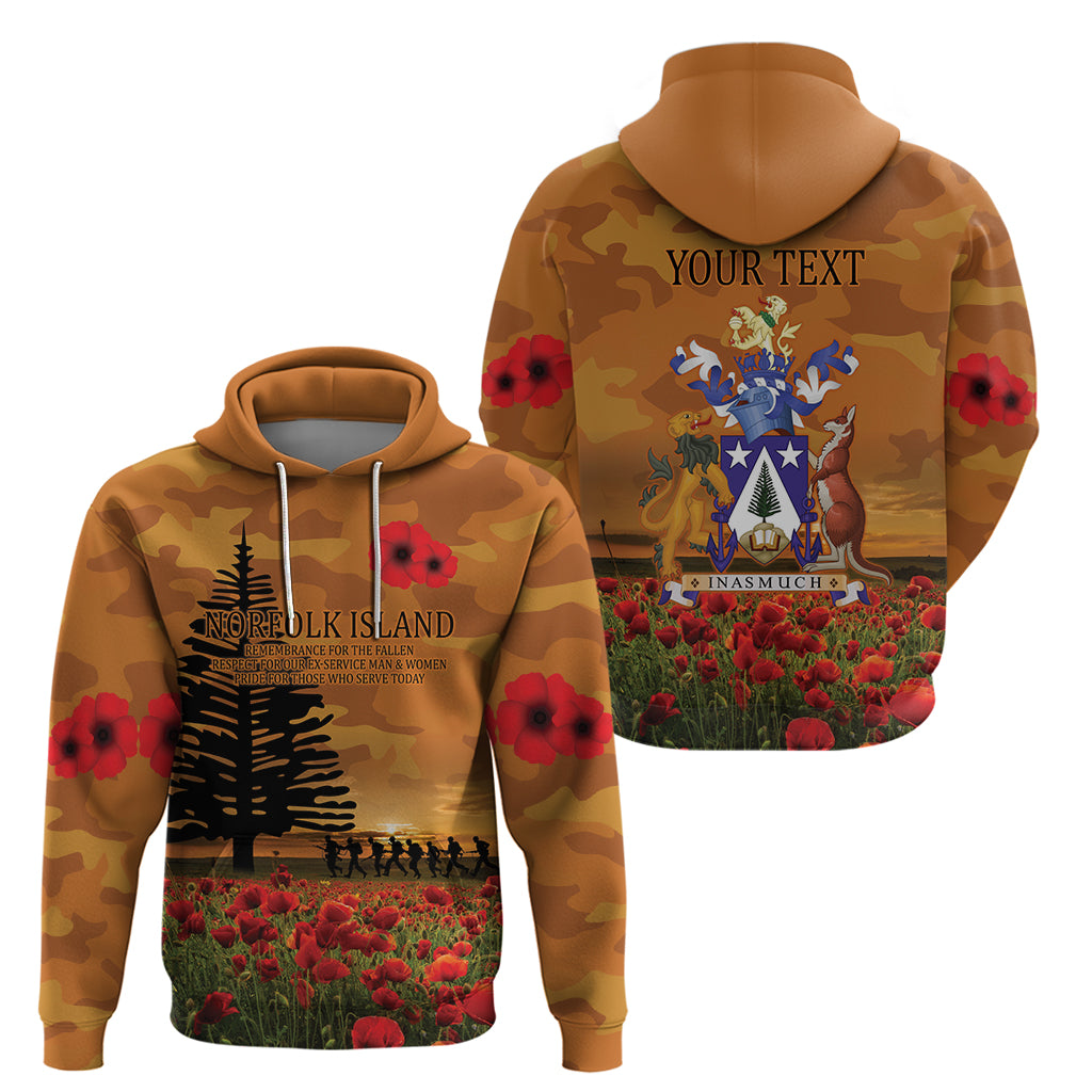 Norfolk Island ANZAC Day Personalised Zip Hoodie with Poppy Field LT9 - Polynesian Pride