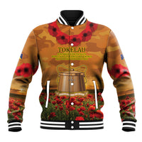 Tokelau ANZAC Day Personalised Baseball Jacket with Poppy Field LT9 Unisex Art - Polynesian Pride