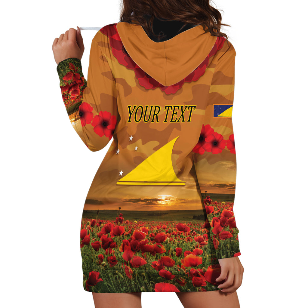 Tokelau ANZAC Day Personalised Hoodie Dress with Poppy Field LT9 - Polynesian Pride