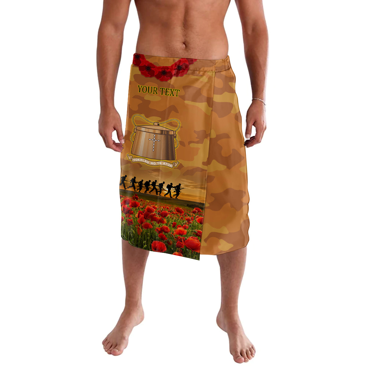 Tokelau ANZAC Day Personalised Lavalava with Poppy Field LT9 Art - Polynesian Pride